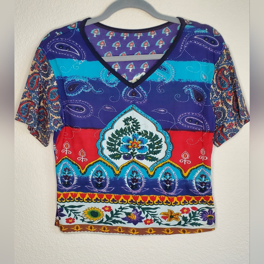 Colorful Crop Tee with Beadwork - Picture 1 of 10